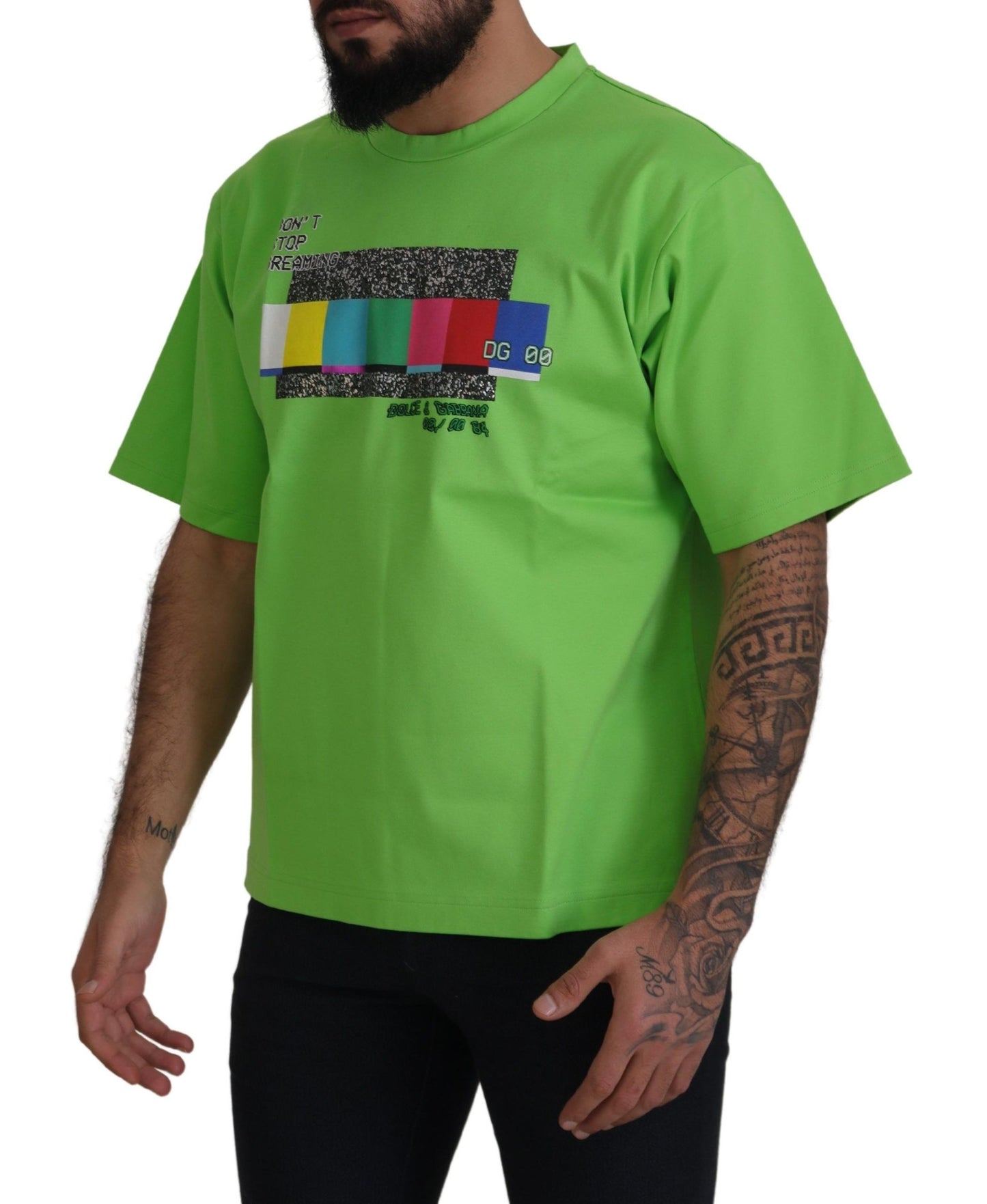 Chic groen ronde hals T-shirt met korte mouwen