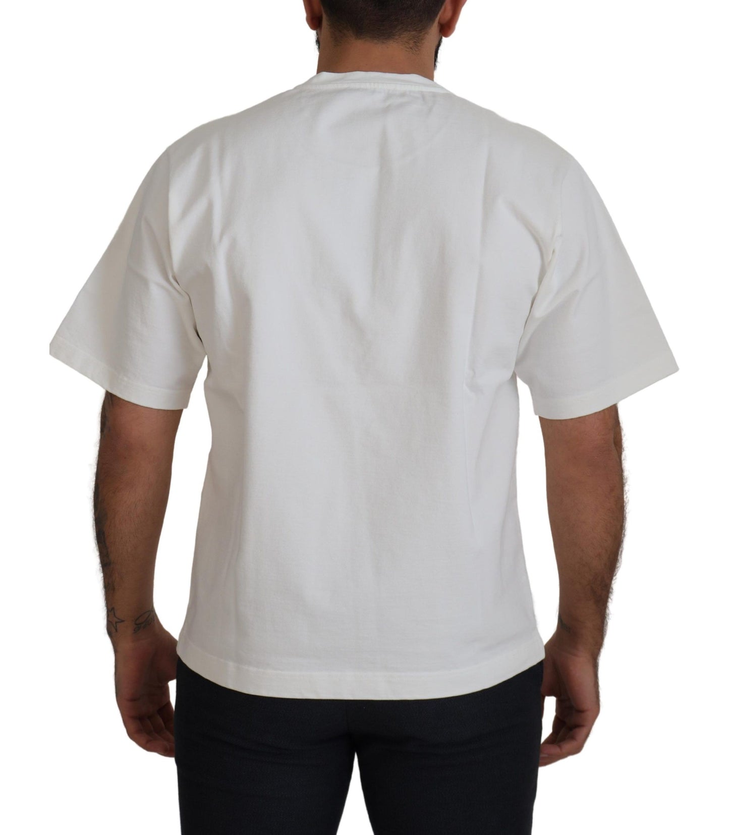 Elegante witte hartrozen ronde hals T-shirt