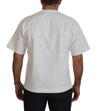 Elegante witte hartrozen ronde hals T-shirt