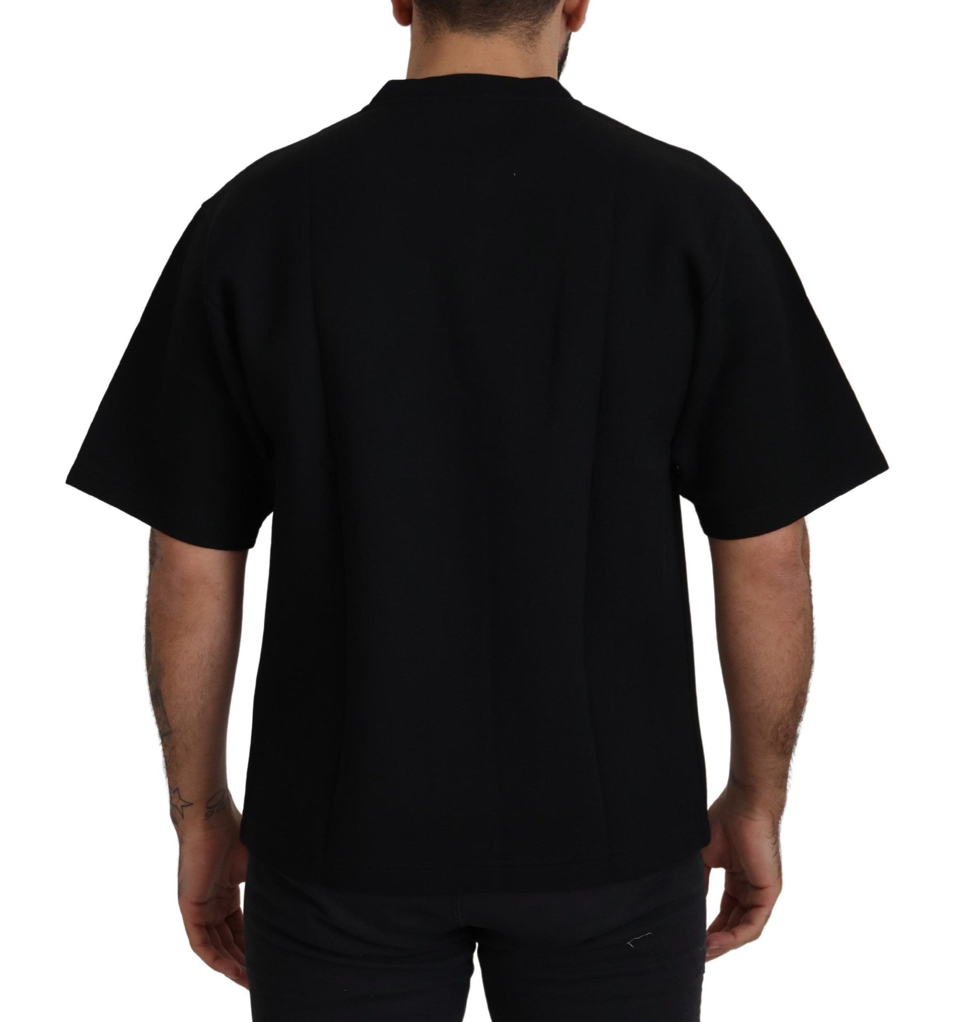 Elegante zwarte katoenen mix ronde hals T-shirt