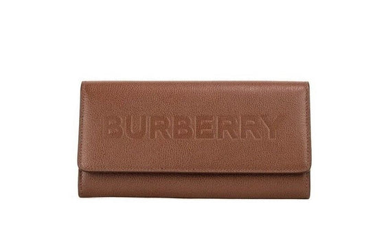 Porter Tan Gekorreld Leren Embossed Continental Clutch Flap Portemonnee Bruin