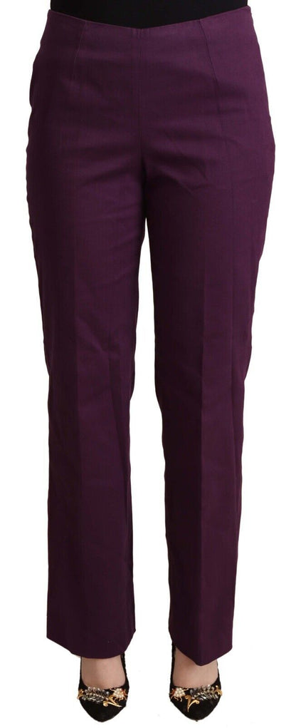 Elegante Violette Hoge Taille Taps Toelopende Broek