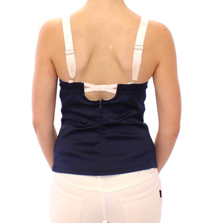 Blauwe stretch tanktop met zeemansmotief