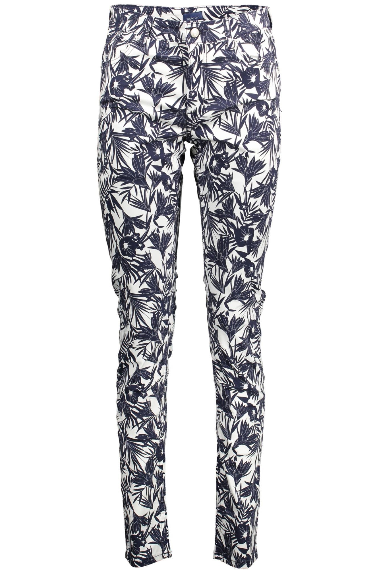 Blauwe katoenen dames slim-fit broek