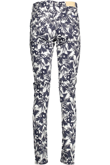 Blauwe katoenen dames slim-fit broek