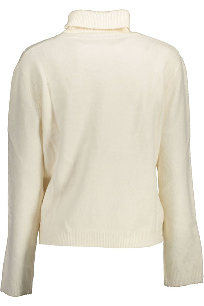 White Acrylic Women Turtleneck Sweater