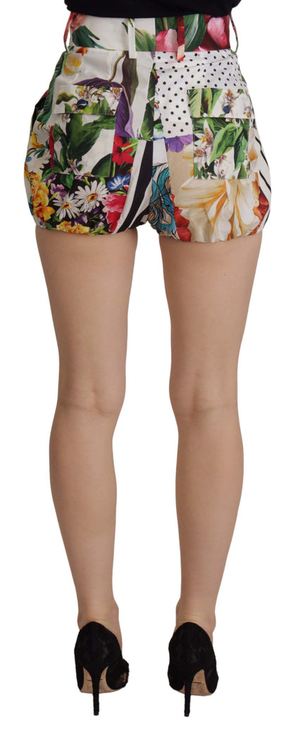 Veelkleurige Majolica Floral High-Waist Shorts