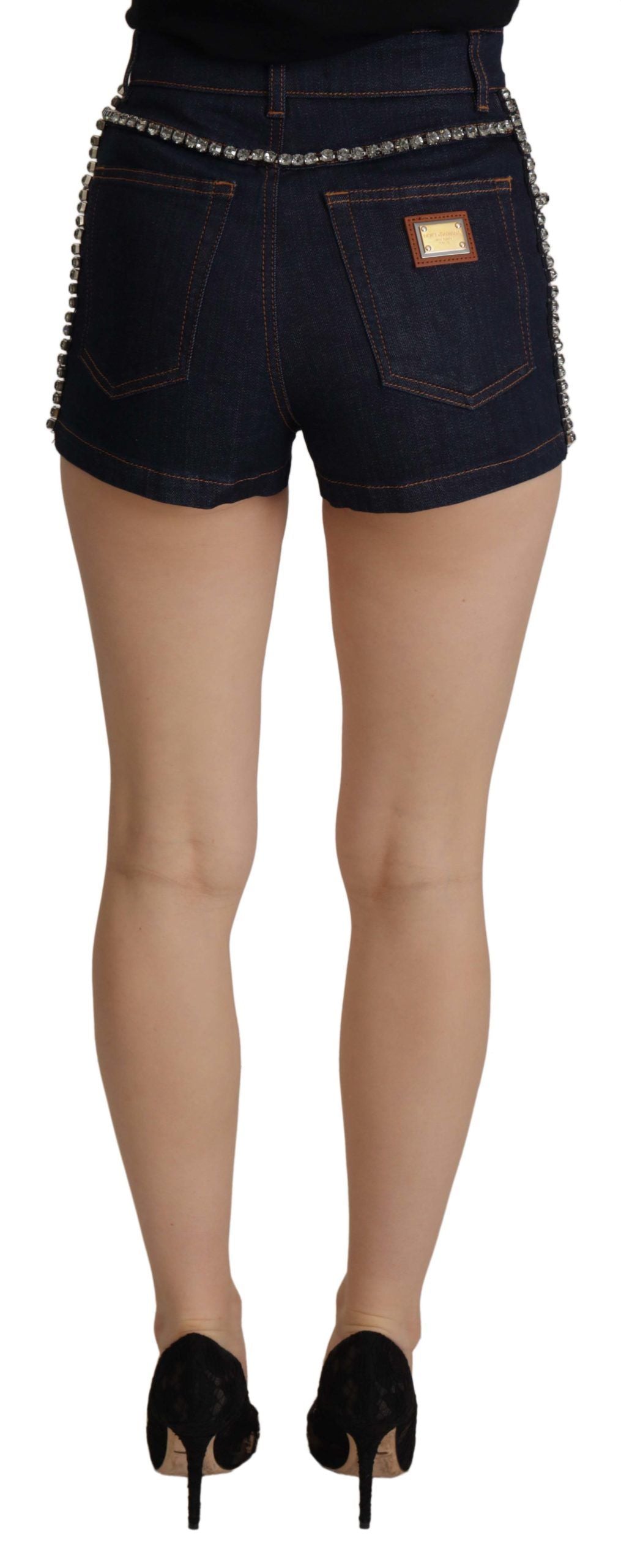 Chique hoge taille hotpants shorts met kristaldetails