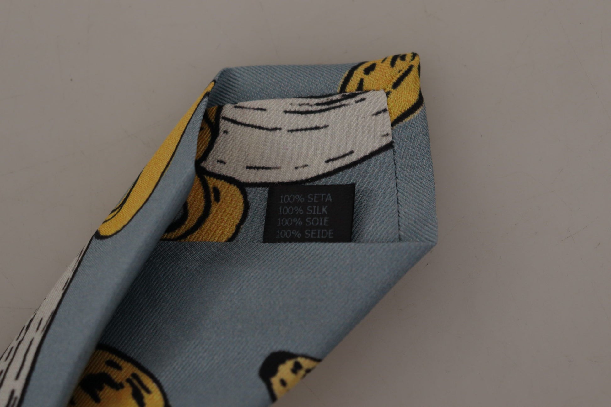 Elegante blauwe bananenprint zijden stropdas