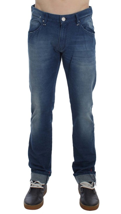 Slim Fit Blauwe Wassing Italiaanse Denim