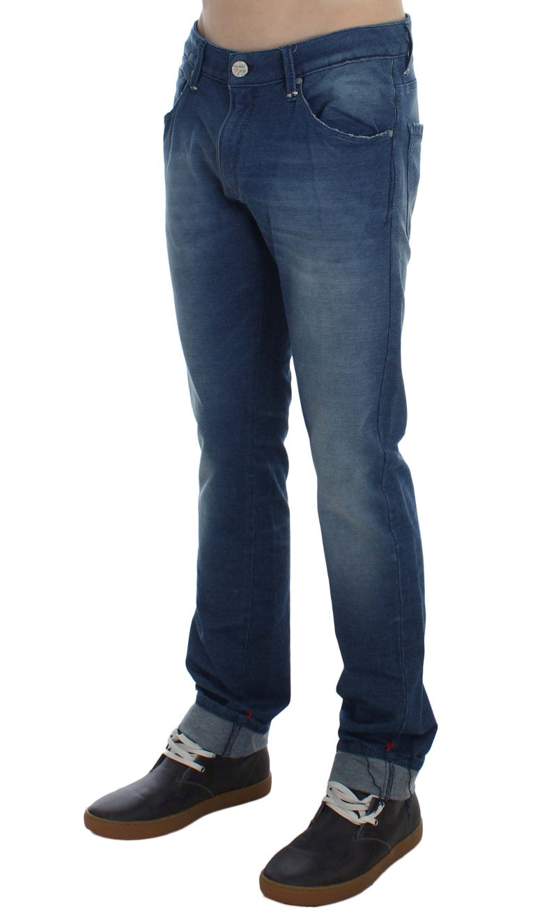 Slim Fit Blauwe Wassing Italiaanse Denim