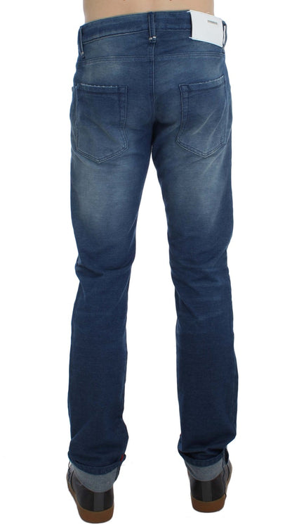 Slim Fit Blauwe Wassing Italiaanse Denim