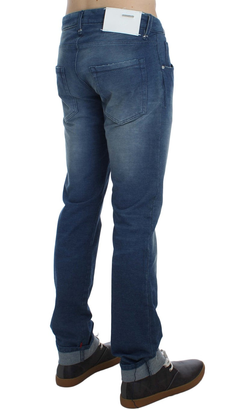 Slim Fit Blauwe Wassing Italiaanse Denim