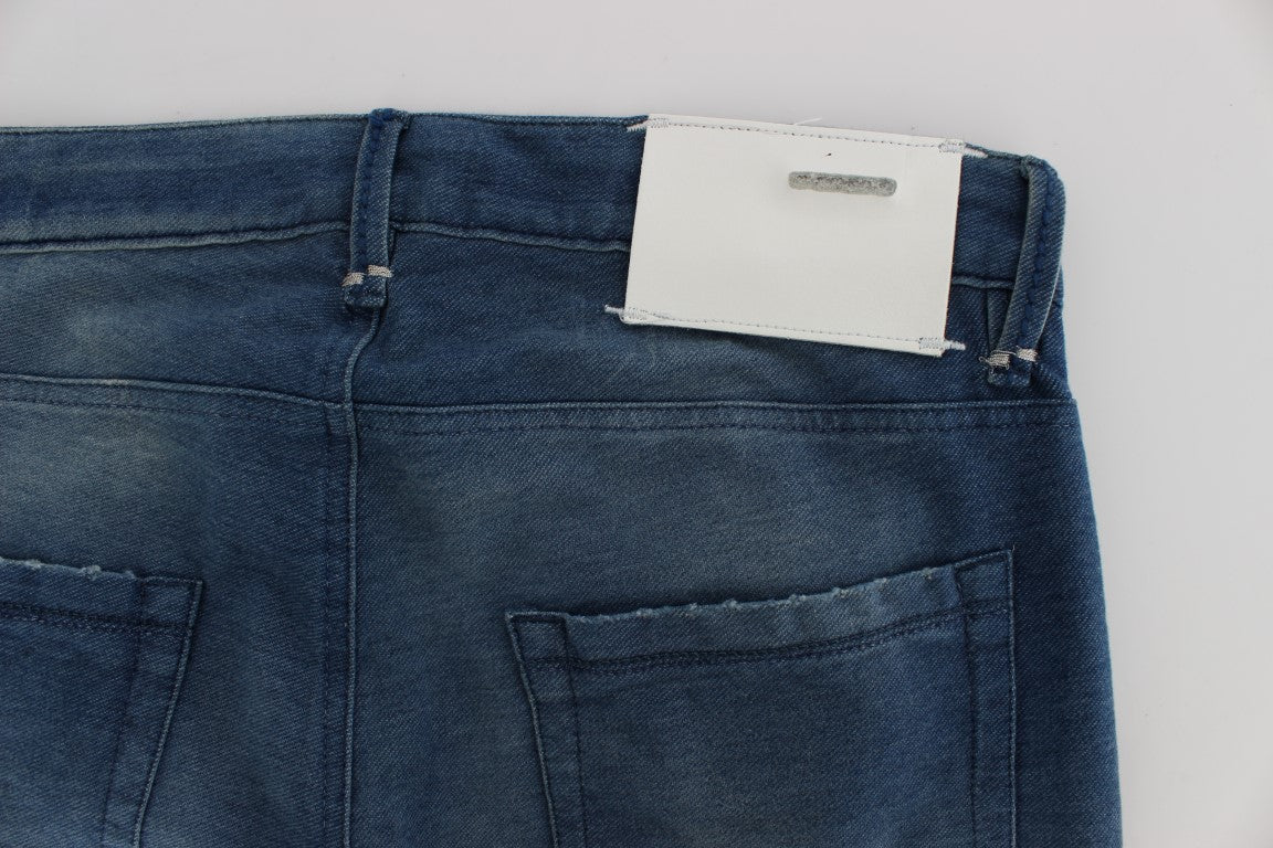 Slim Fit Blauwe Wassing Italiaanse Denim