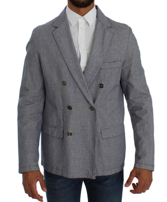 Elegante blauwe blazer met dubbele rij knopen