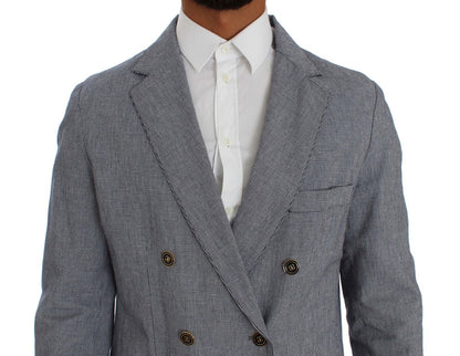 Elegant Double-Breasted Blue Blazer