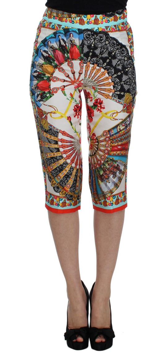 Multicolor Majolica Zijden Capri Broek