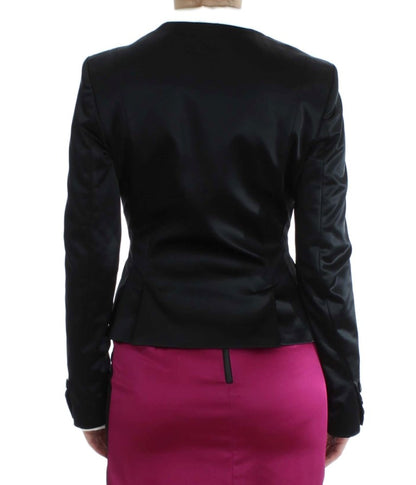 Chique zwart en roze enkelrijs blazer