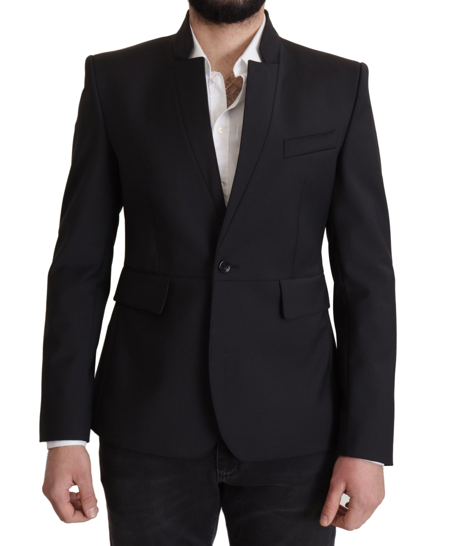 Elegante enkelrijs wollen blazer