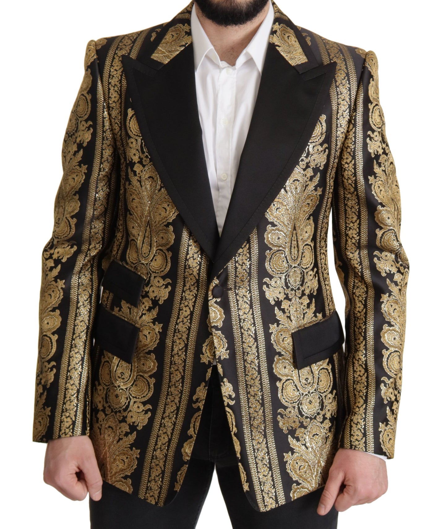 Elegante enkelrijs jacquard blazer