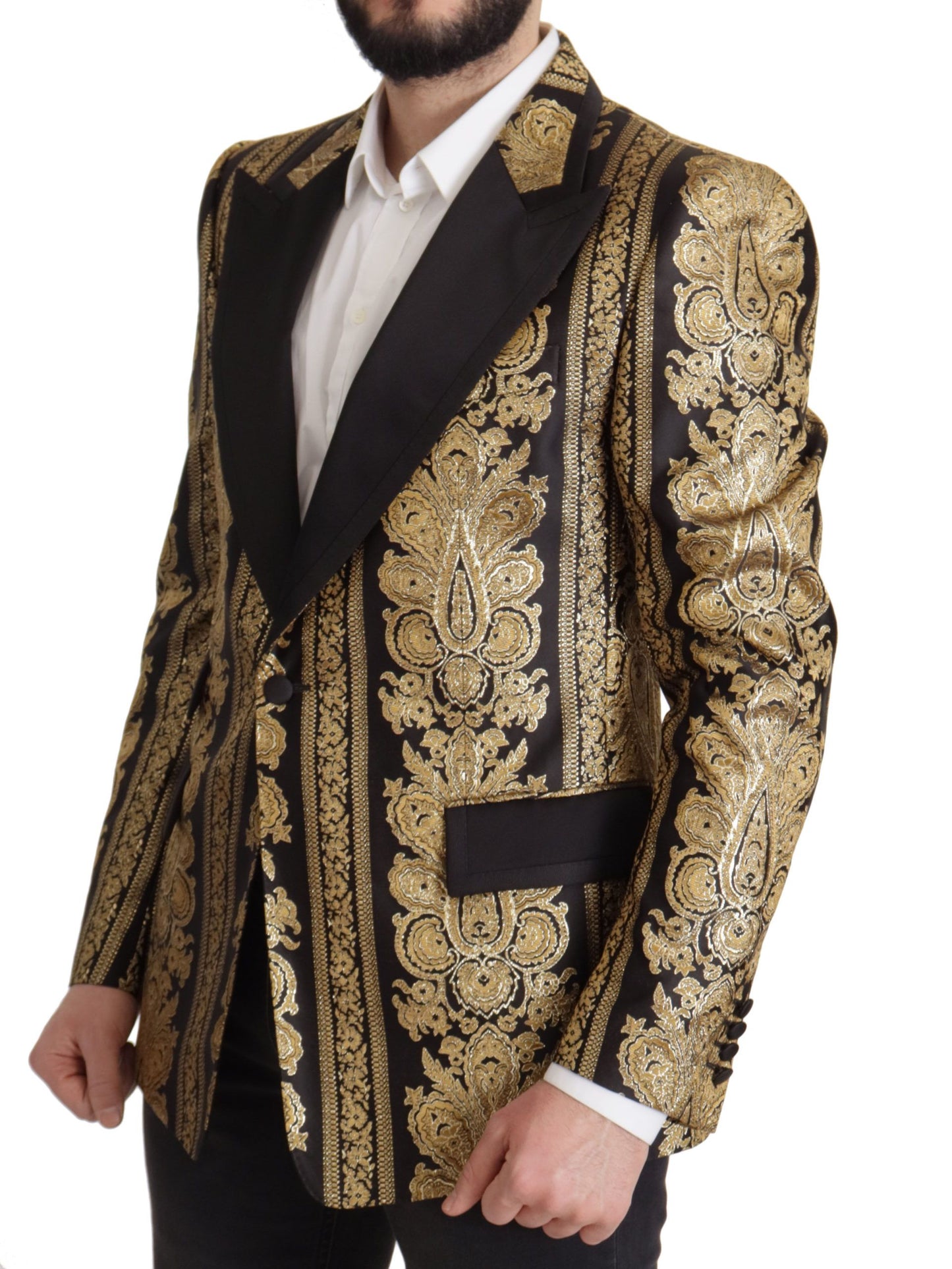 Elegante enkelrijs jacquard blazer