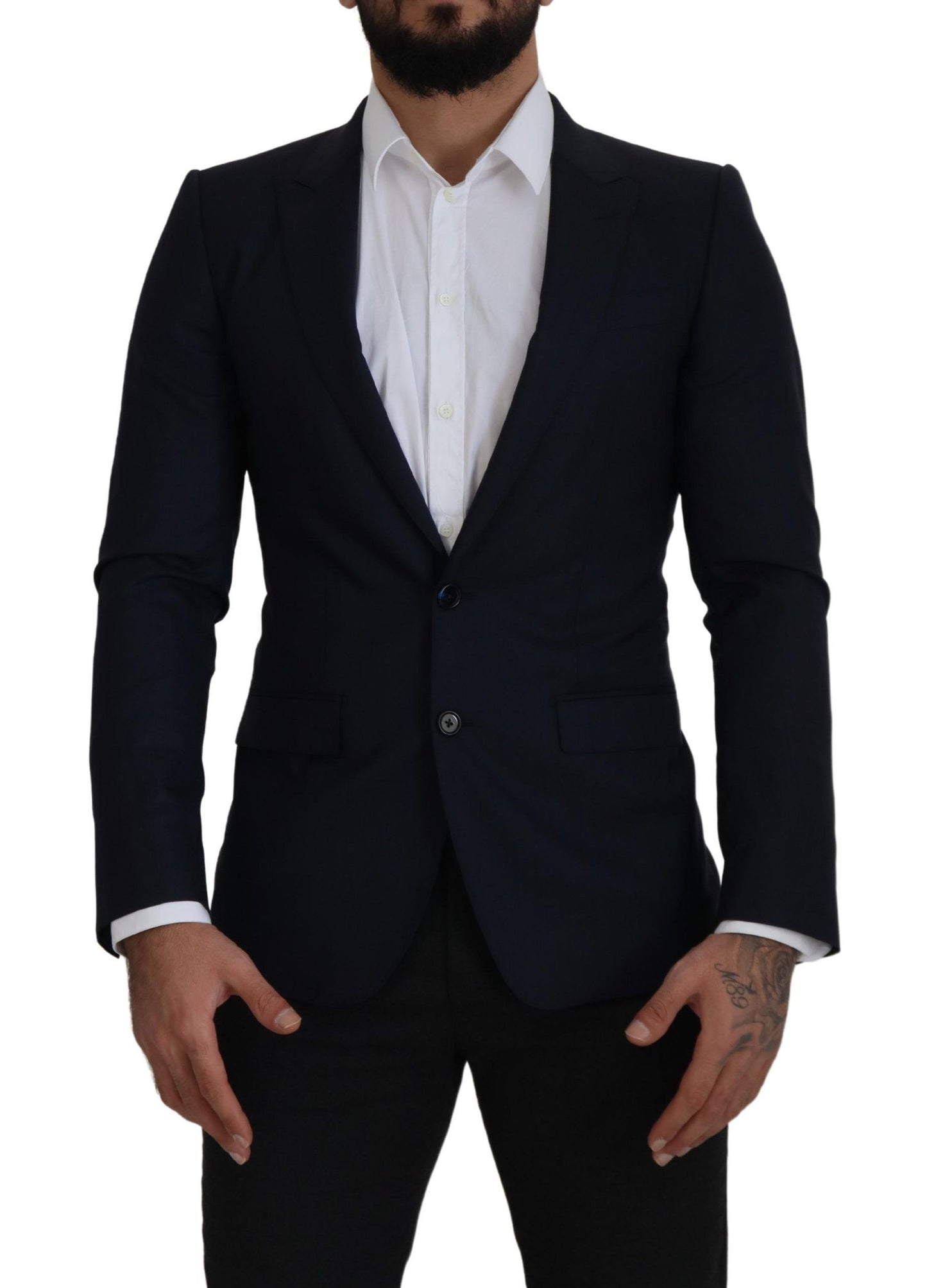 Elegante enkelrijs wollen zijden blazer