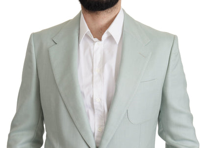 Elegante mintgroene zijden-kasjmier blazer