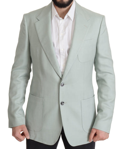 Elegante mintgroene zijden-kasjmier blazer