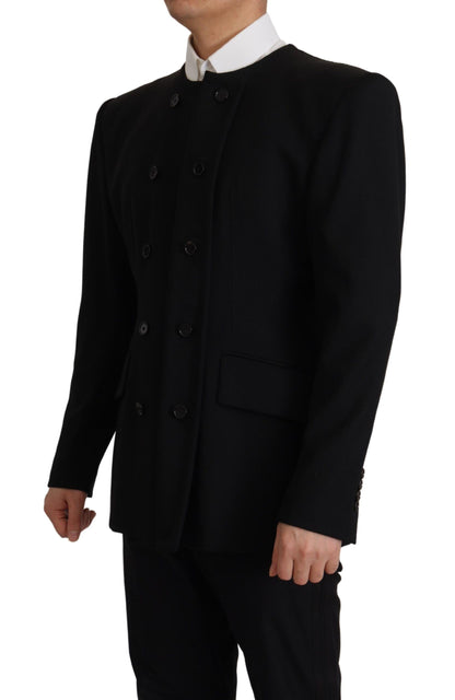 Elegante, slanke, dubbelrijige wollen blazer