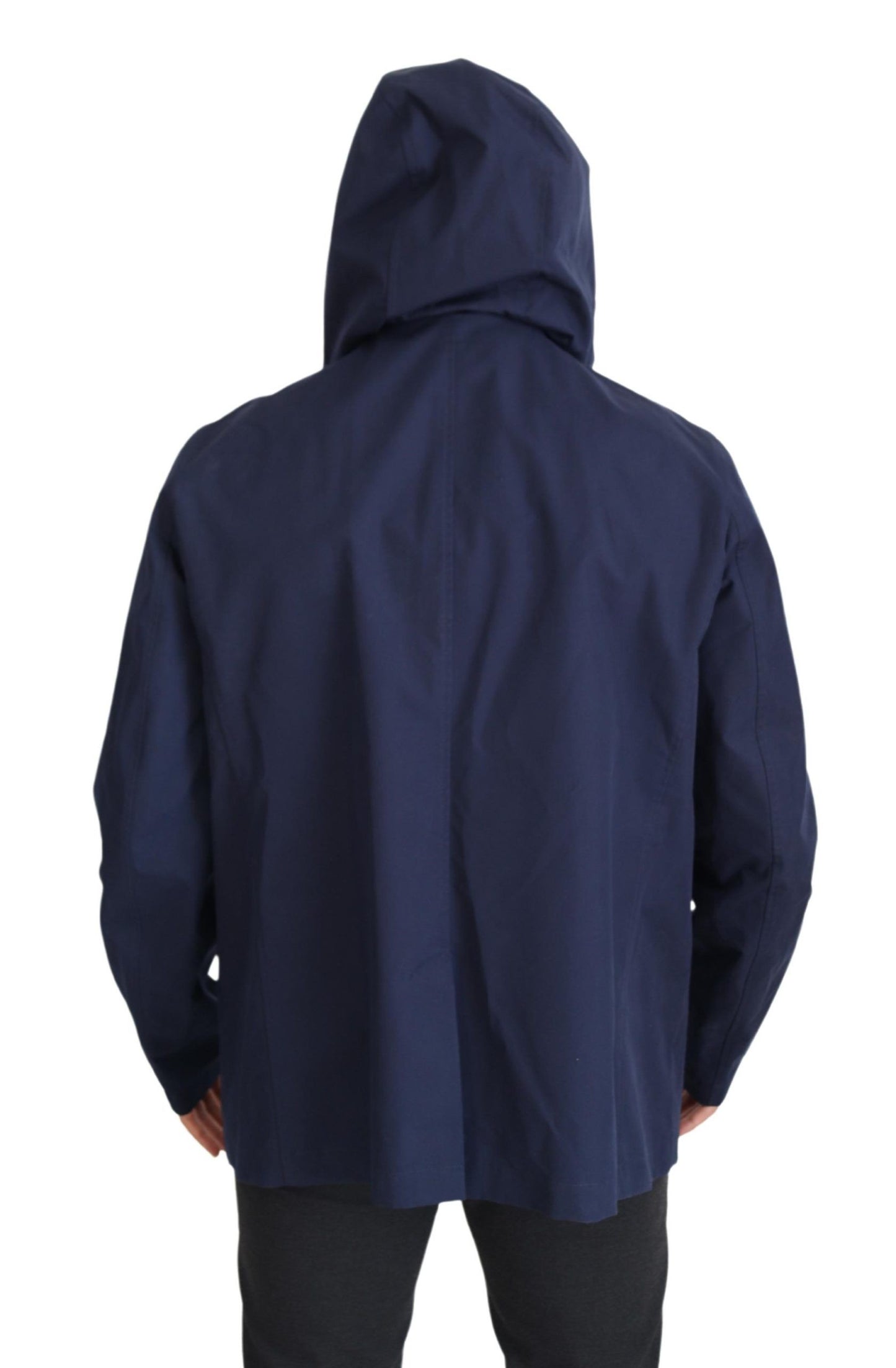 Elegante blauwe parka met dubbele rij knopen