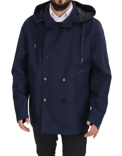 Elegante blauwe parka met dubbele rij knopen