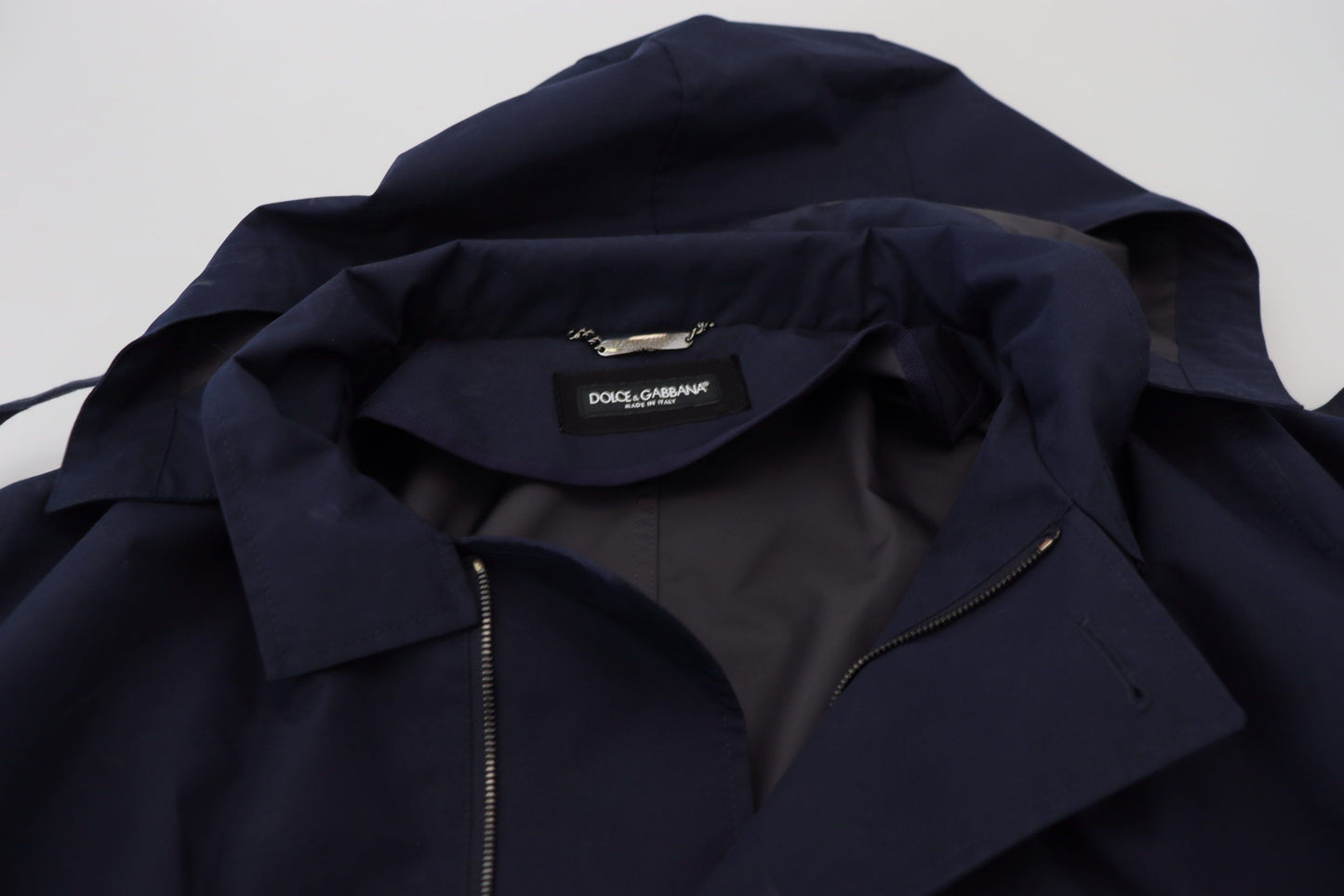 Elegante blauwe parka met dubbele rij knopen