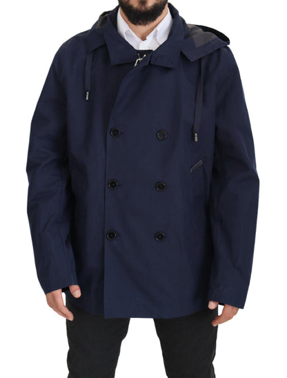 Elegante blauwe parka met dubbele rij knopen