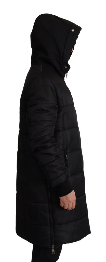 Elegante zwarte parka winterjas met capuchon