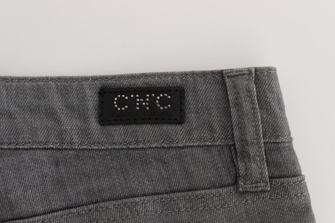 Chic Gray Slim-Fit Designer Jeans