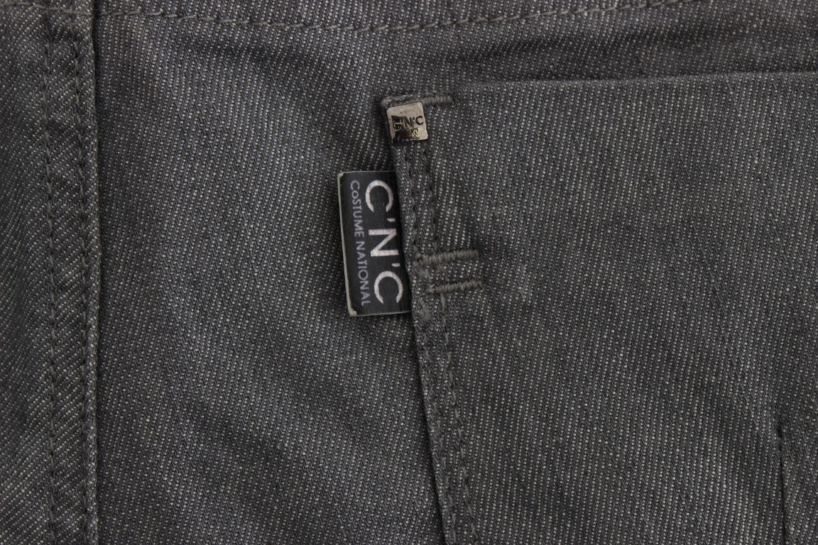 Chic Gray Slim-Fit Designer Jeans