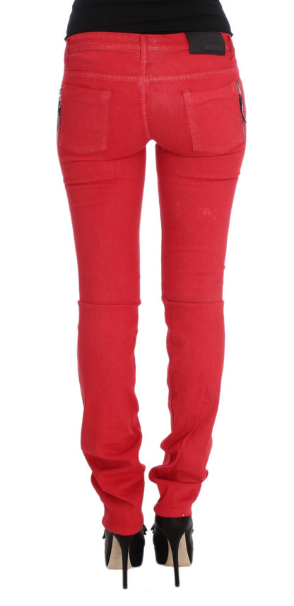 Chic Red Slim Fit Jeans