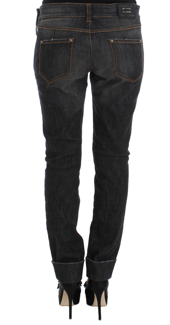 Chique Slim Fit Grijs Gewassen Jeans