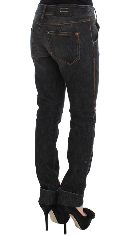 Chique Slim Fit Grijs Gewassen Jeans