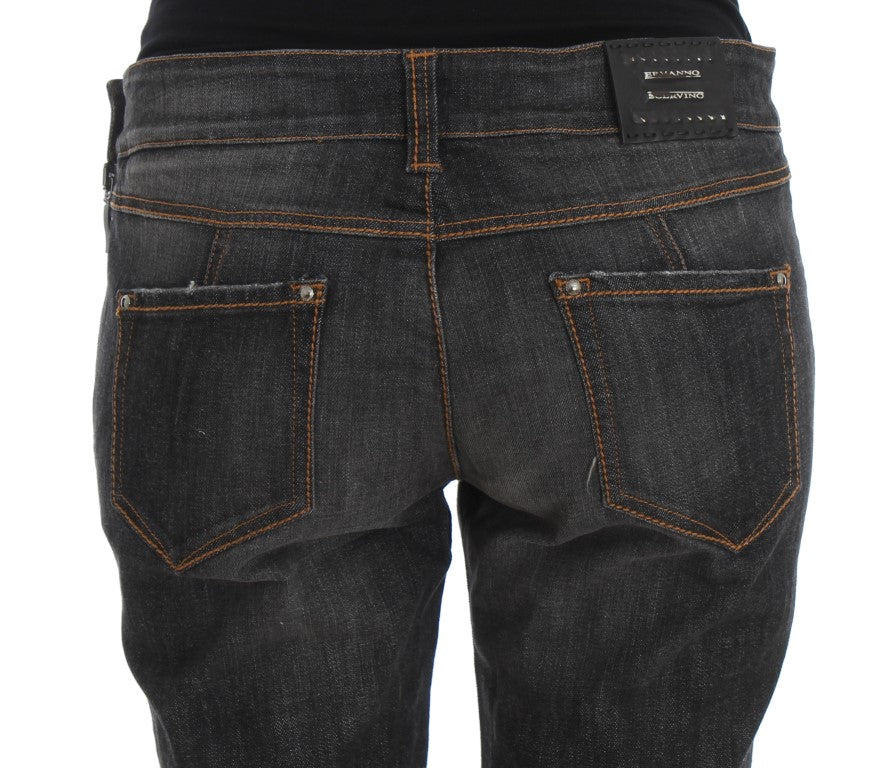 Chique Slim Fit Grijs Gewassen Jeans