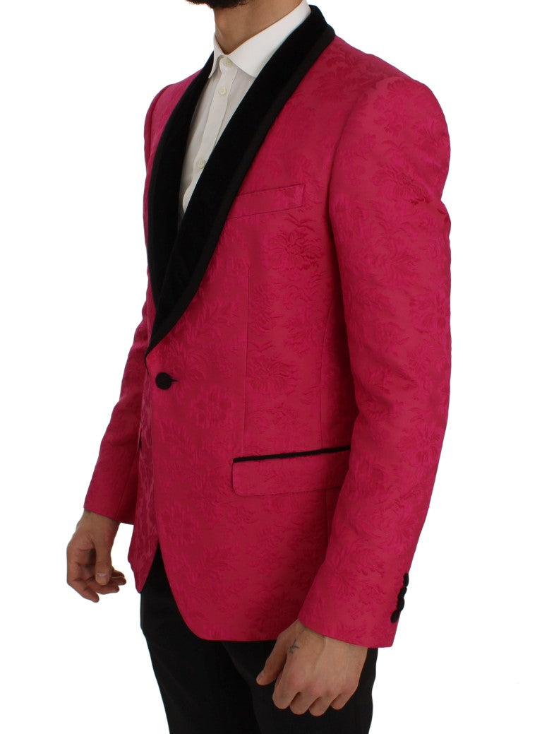 Blazer met enkelrijs en bloemenbrokaat