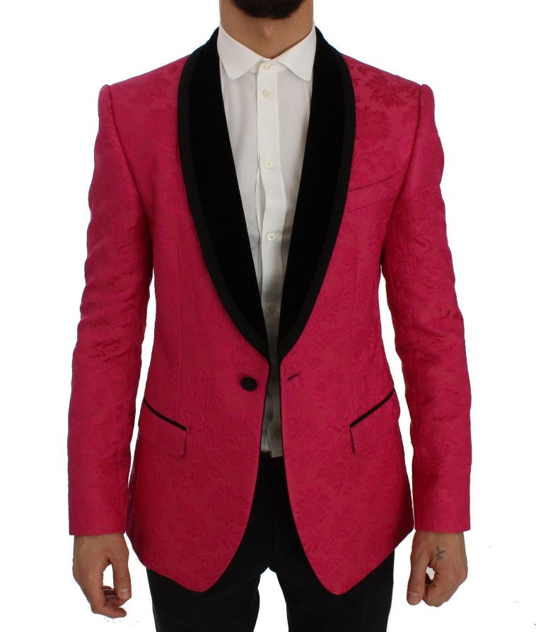 Blazer met enkelrijs en bloemenbrokaat