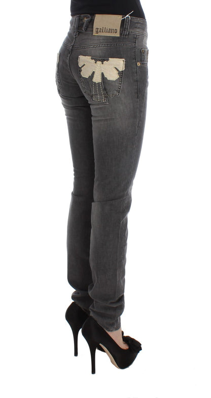 Elegante Slim Fit Grijs Gewassen Jeans