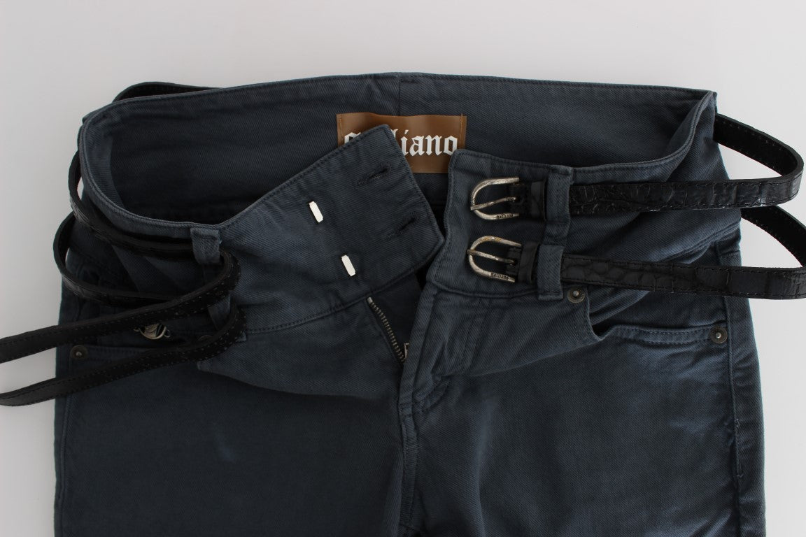 Strakke, slanke Italiaanse jeans in chique blauw