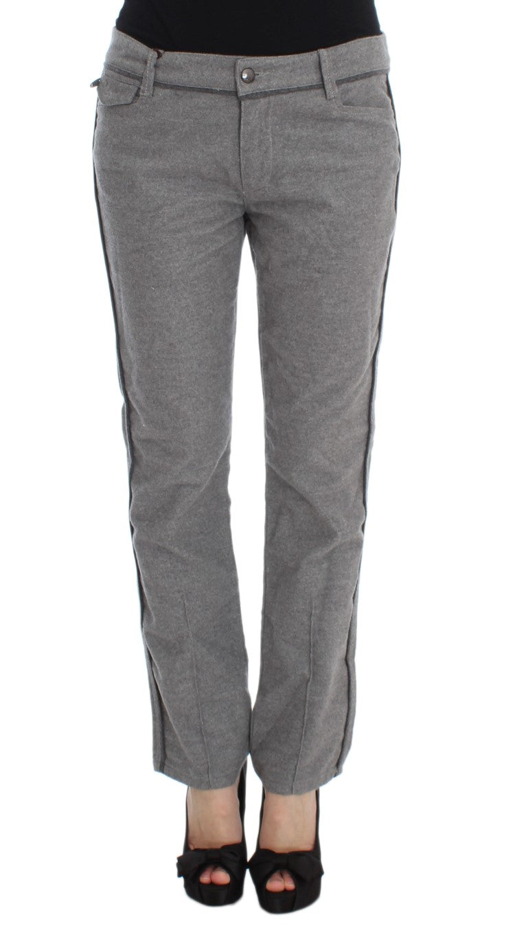 Chic Gray Casual Cotton Pants