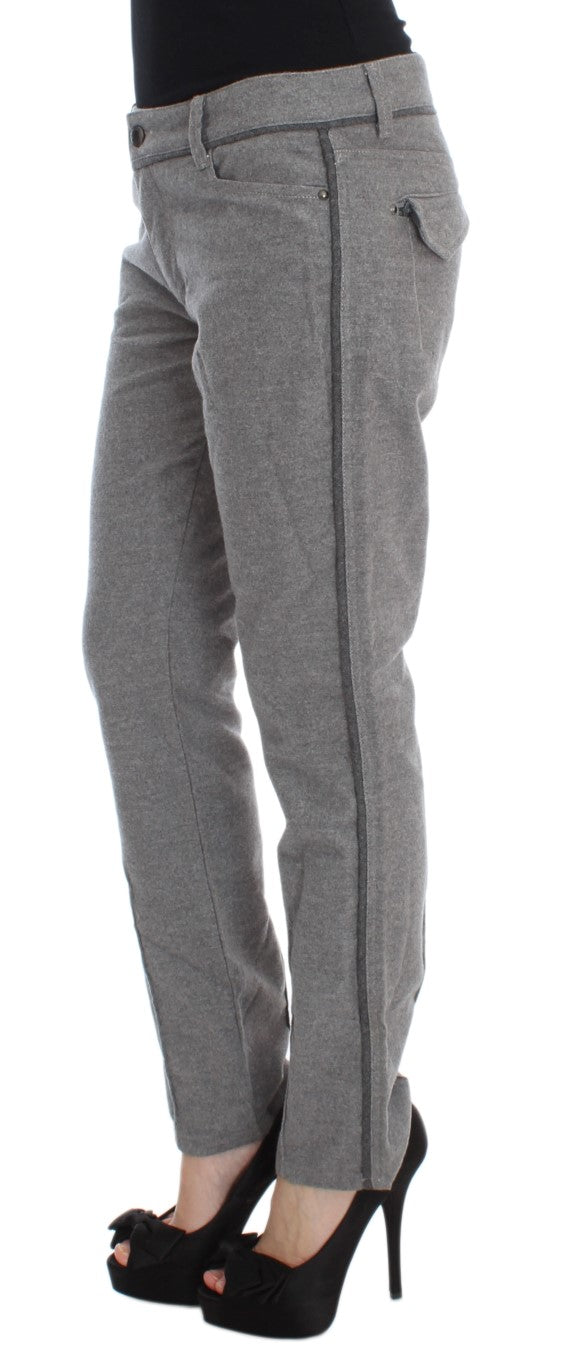 Chic Gray Casual Cotton Pants