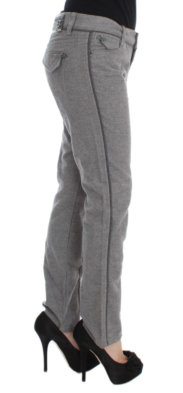 Chic Gray Casual Cotton Pants