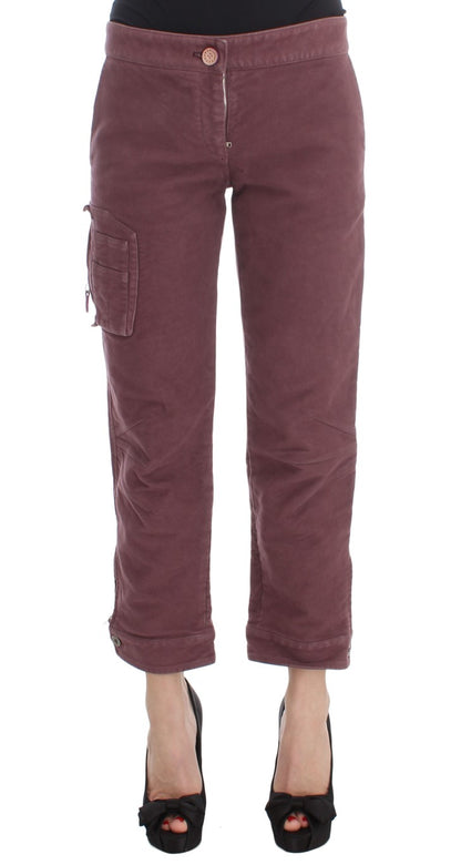 Chique Bordeaux Capri Cropped Cargo Broek