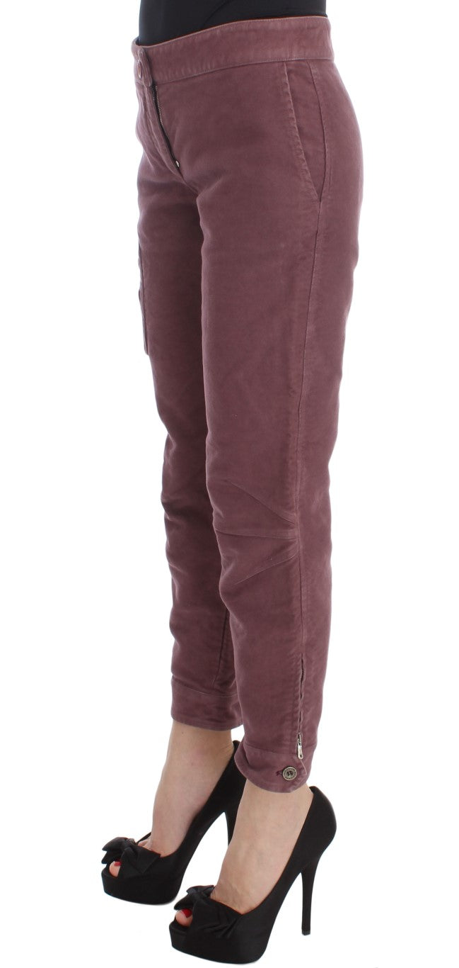 Chique Bordeaux Capri Cropped Cargo Broek