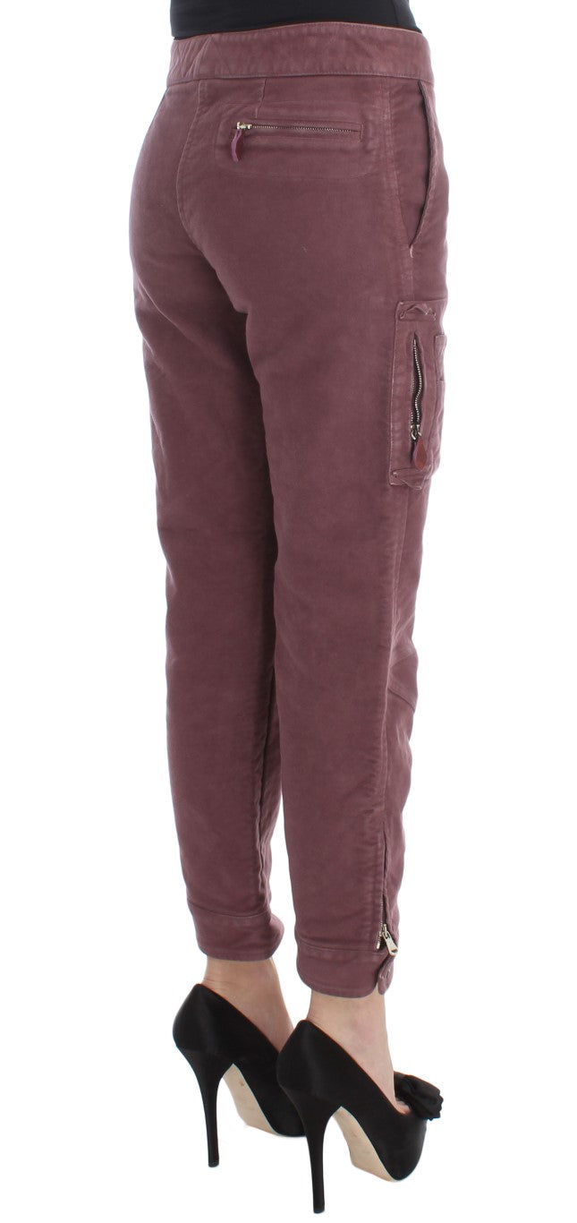 Chique Bordeaux Capri Cropped Cargo Broek